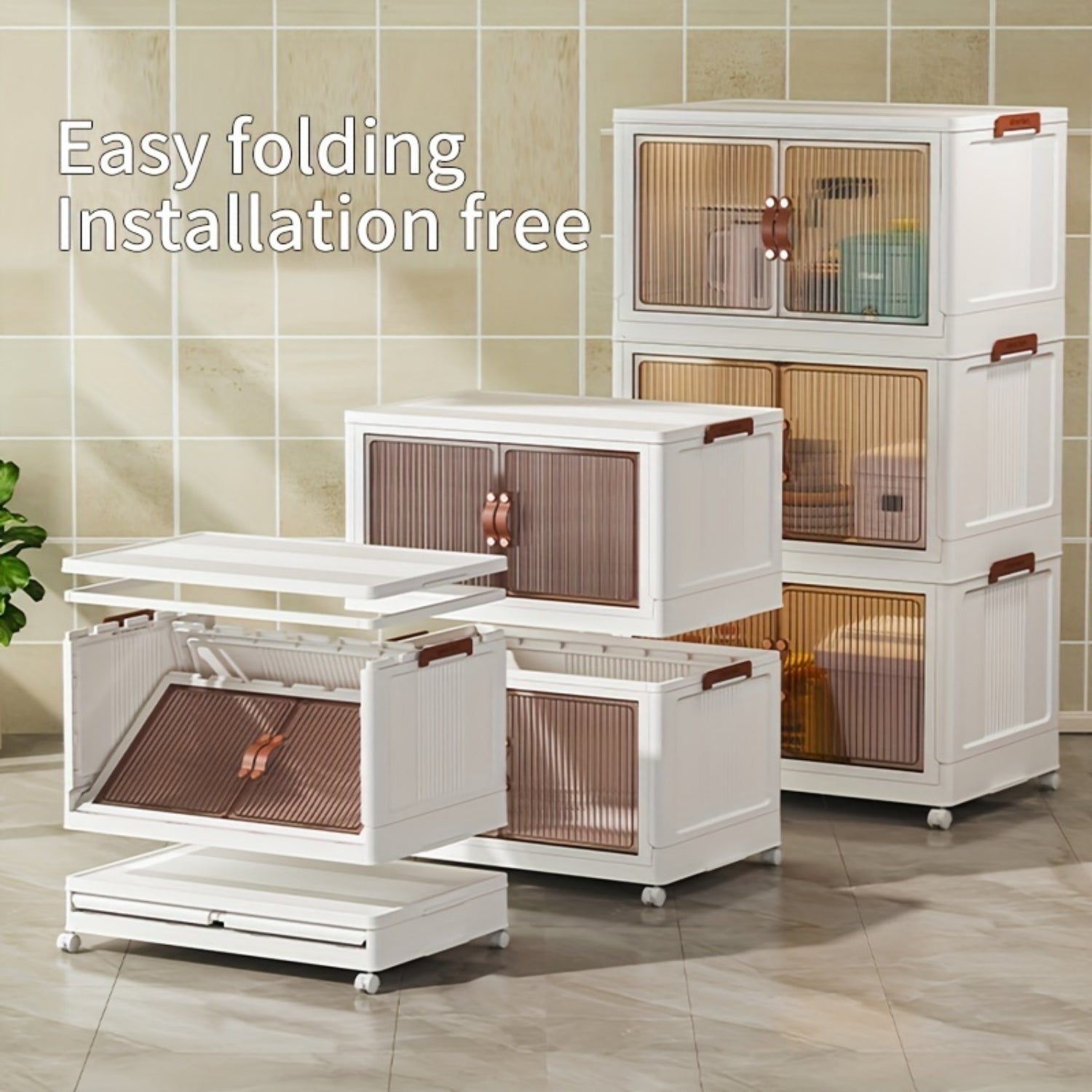 Folding storage box magnetic cabinet door plastic drawer rack 7k