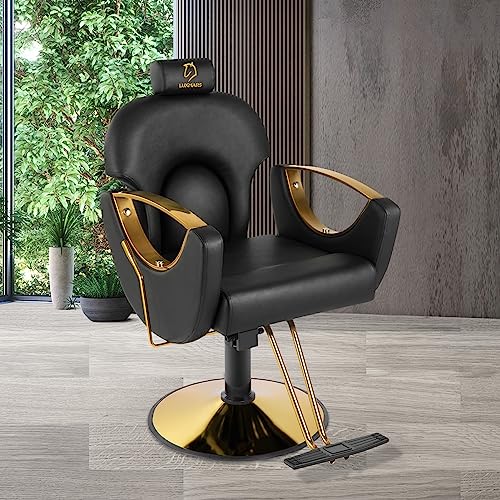 Reclining Barber Salon Chair Height Adjustable Hydraulic Pink k7m