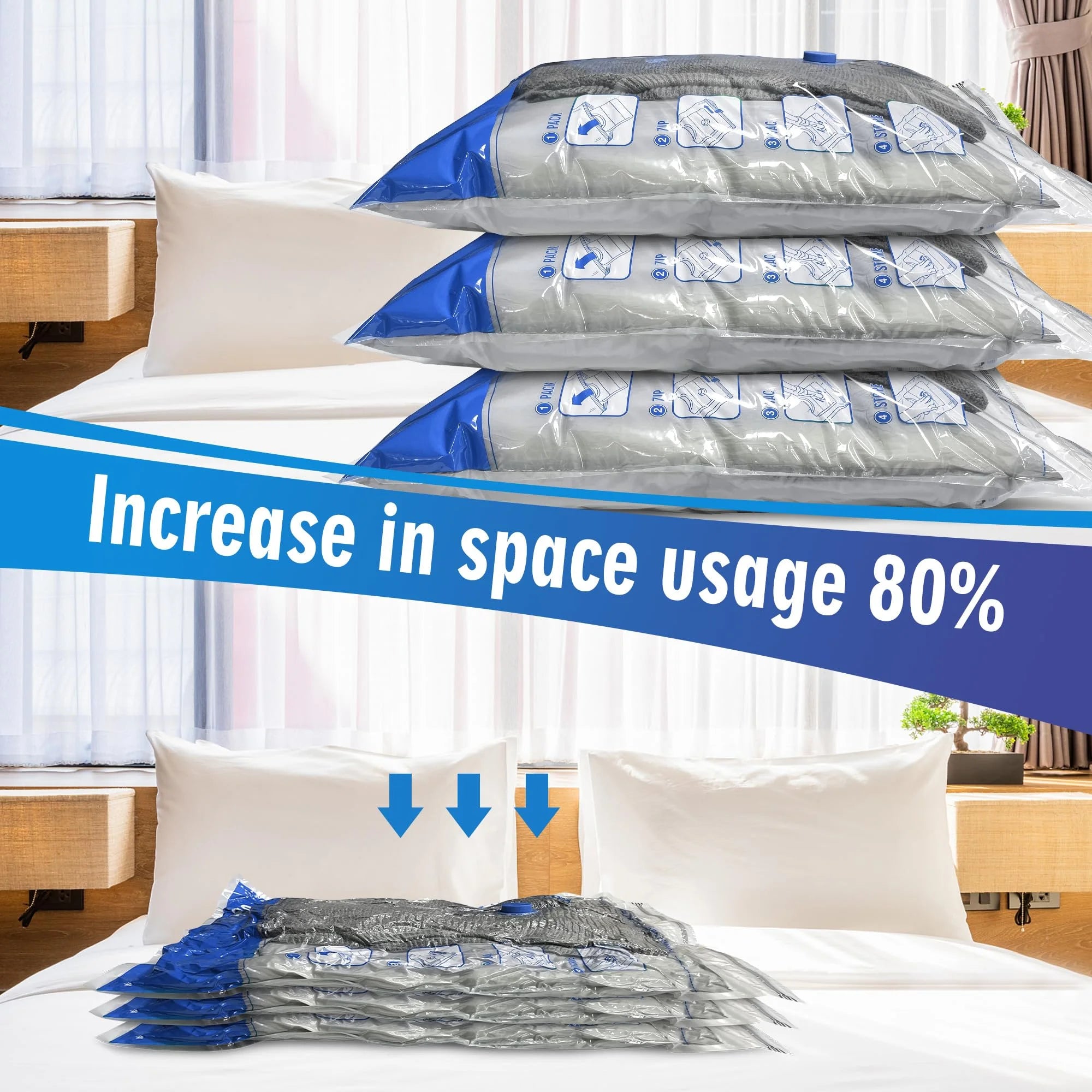 Vacuum Storage Bags 8 Pack Extra Large Space Saver with Pump a7
