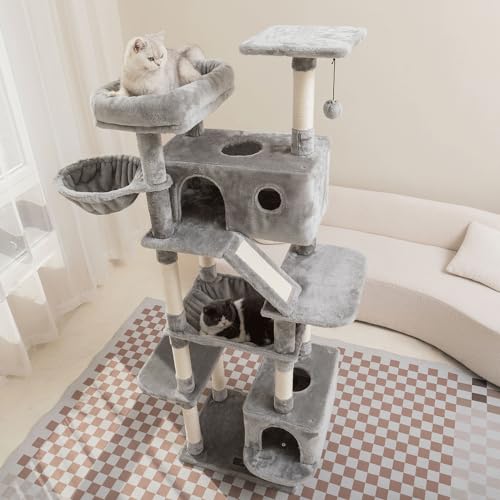 Large Cat Tree for Indoor Cats with Scratching Posts Beige k7