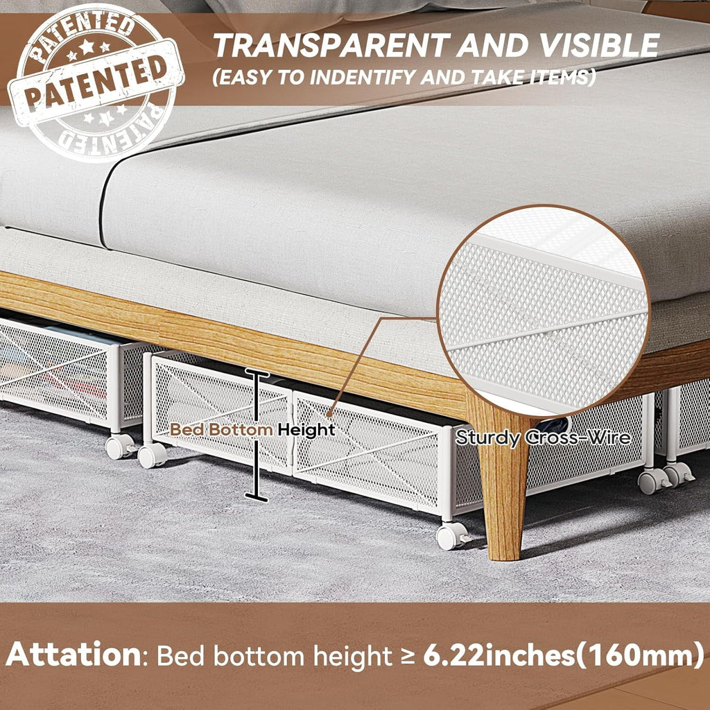 Under Bed Storage Containers with Wheels and Drawer, Tool-free Assembly a7
