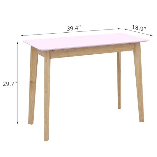 Pink Vanity Desk with Rubber Wood Legs 39 Inch k7m