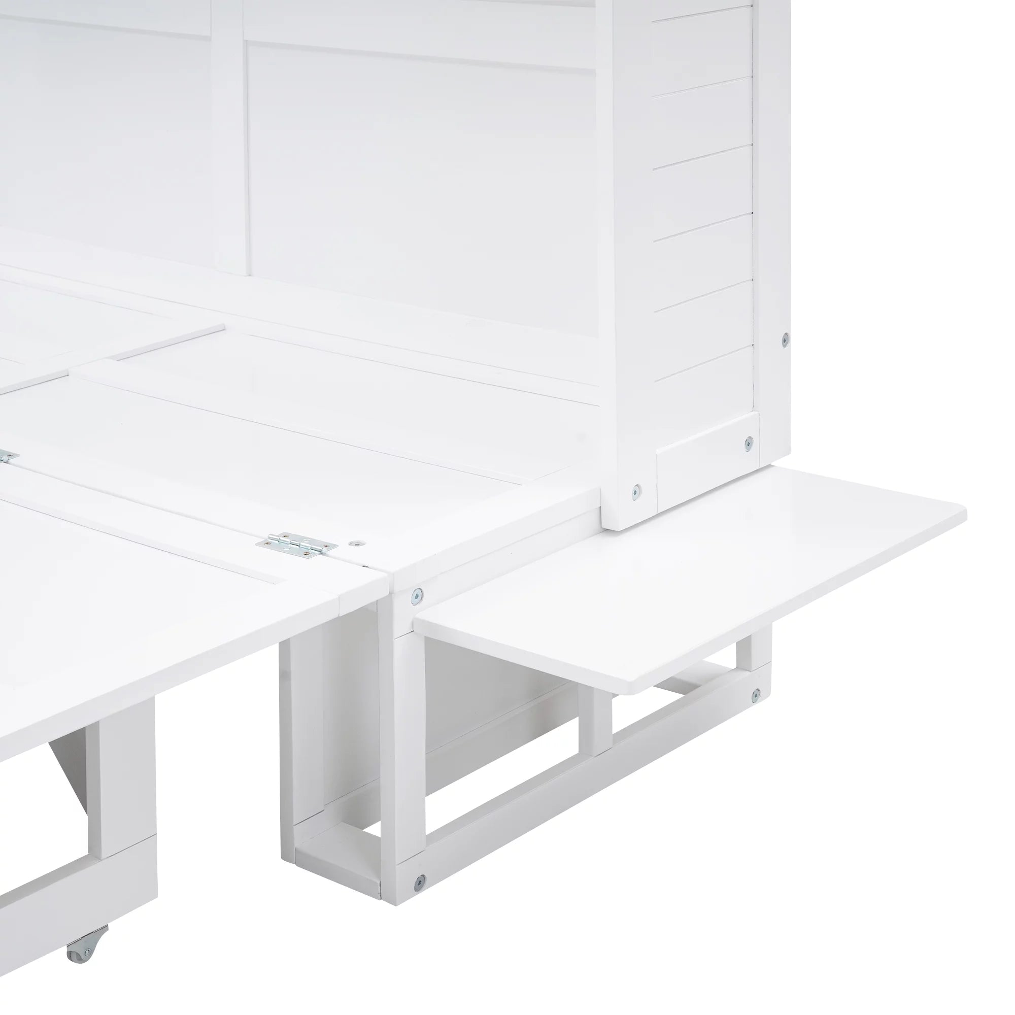 Queen Murphy Bed with Bookcase and Drawer White k7m
