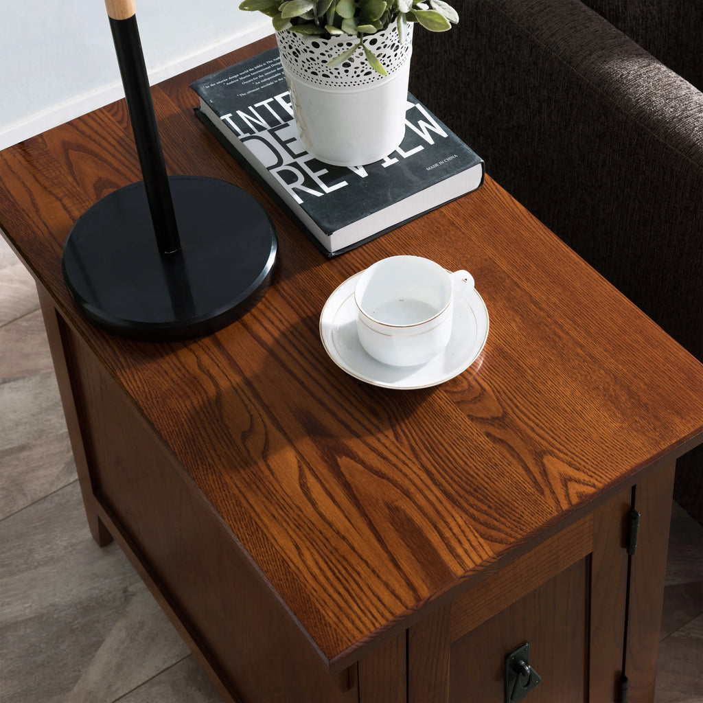 Solid Wood End Table with Storage Shelf for Living Room Bedroom Printer Stand k7m