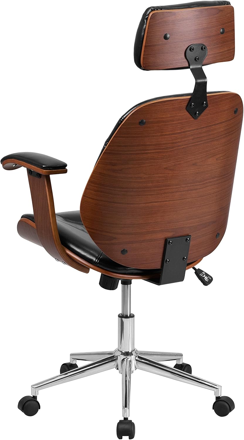 Office Chair Ergonomic Swivel Black LeatherSoft A7k