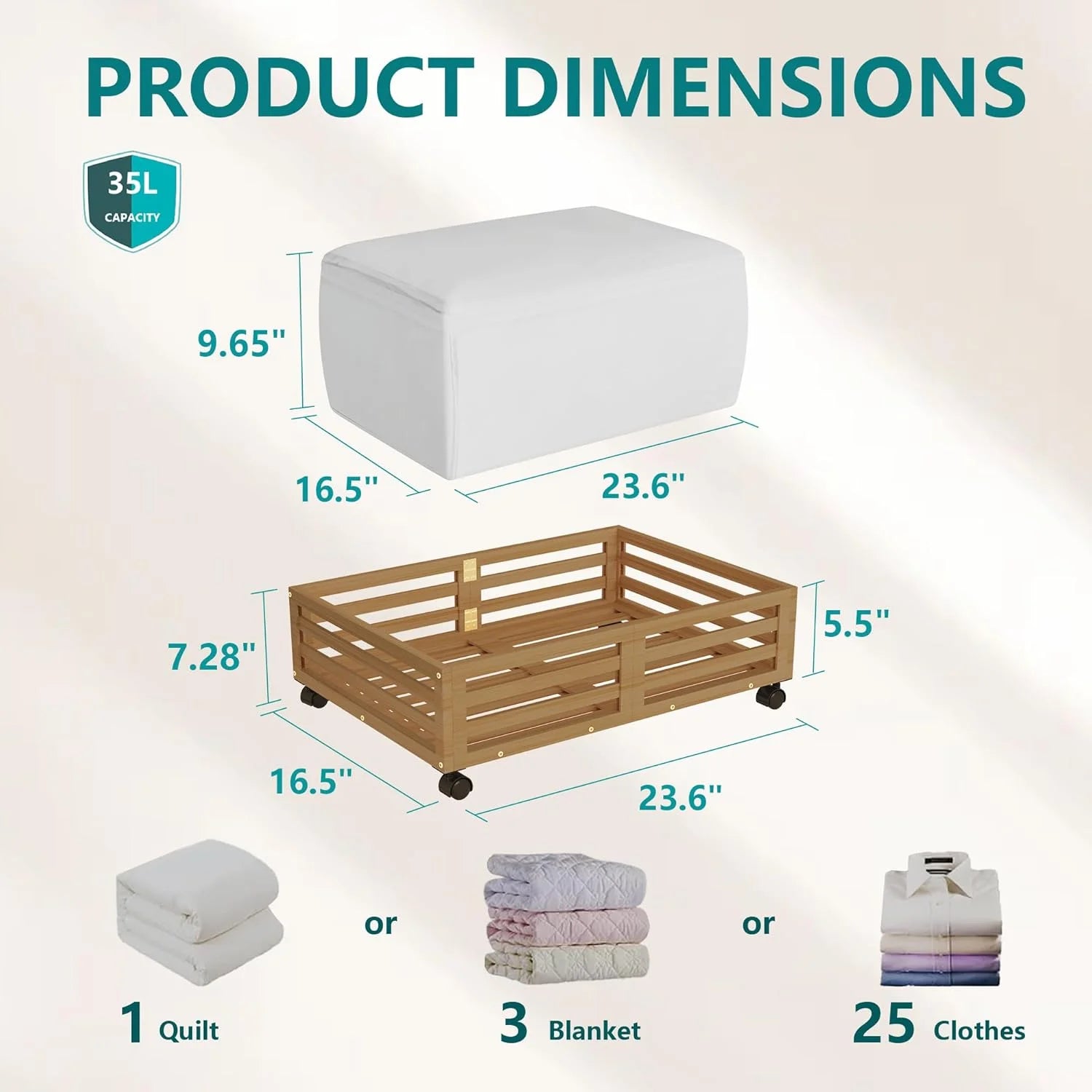 Bamboo Under Bed Storage Containers with Wheels and Dust Bag 2 Pack a7
