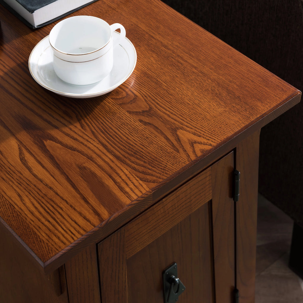 Solid Wood End Table with Storage Shelf for Living Room Bedroom Printer Stand k7m