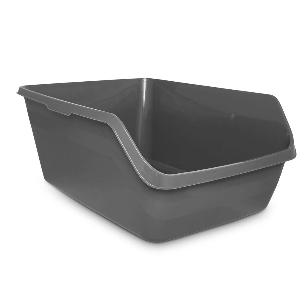 Charcoal High-Back Cat Litter Box k7p