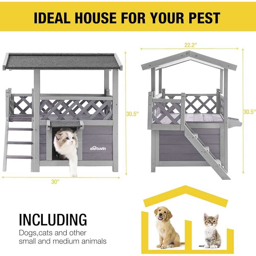 Outdoor Cat House with Escape Door for Cats Insulated k7p