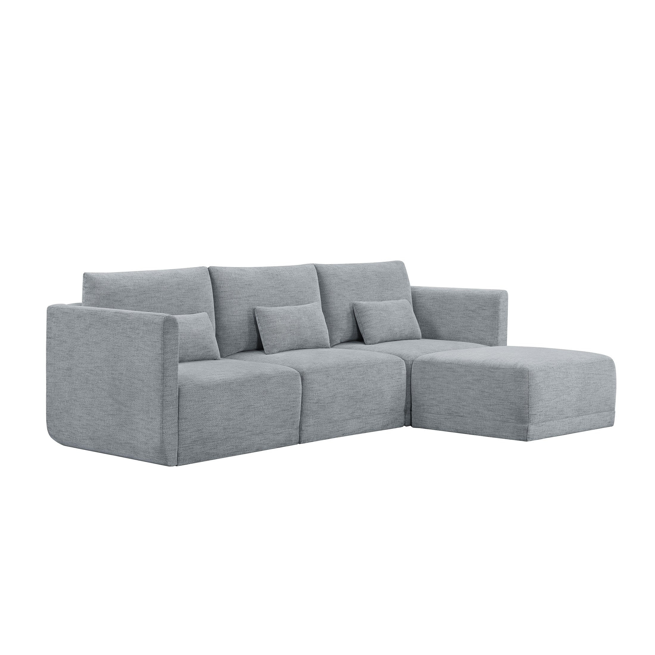 Modular Sectional Sofa with Ottoman Gray Fabric k7