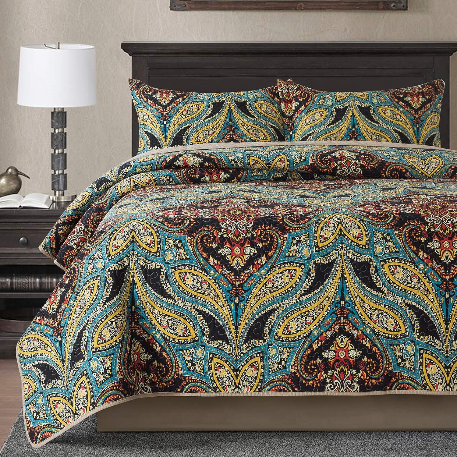 Cotton Bedspread Quilt Set Reversible Patchwork Coverlet a7