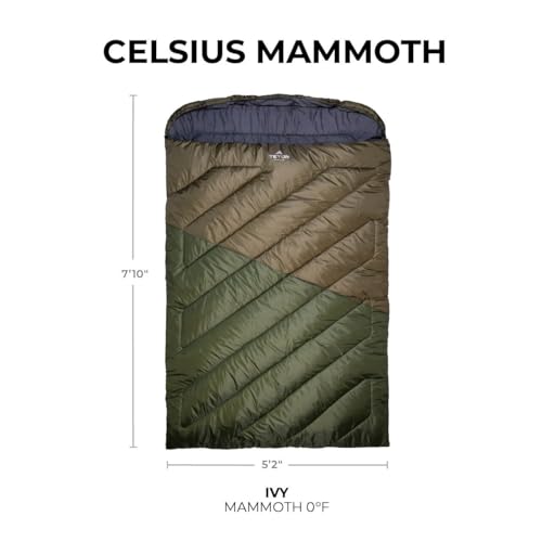Mammoth Double Sleeping Bag for Camping Hunting Base Camp with Compression Sack k7