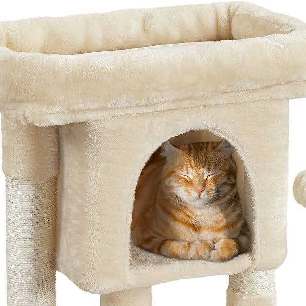 Plush Cat Tree with Condo 2-Level q7