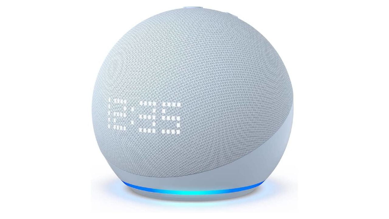 Smart Speaker with Clock and Alexa Cloud Blue a7