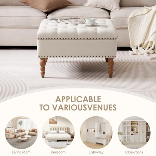 Square Ottoman Coffee Table with Storage Shelf a7