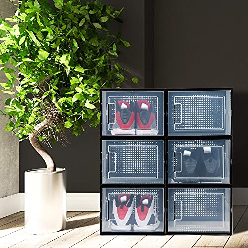 Shoe Storage Boxes Clear Plastic Stackable 6 Pack k7
