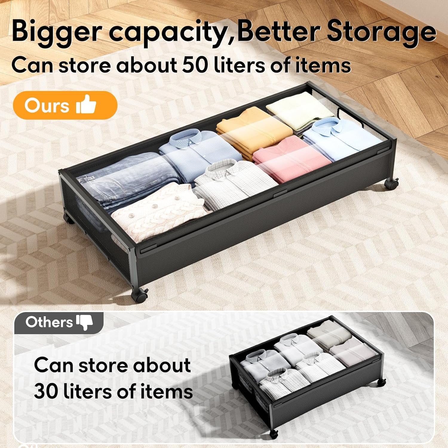 Under Bed Storage Containers with Wheels 2 Pack Cyan-gray a7
