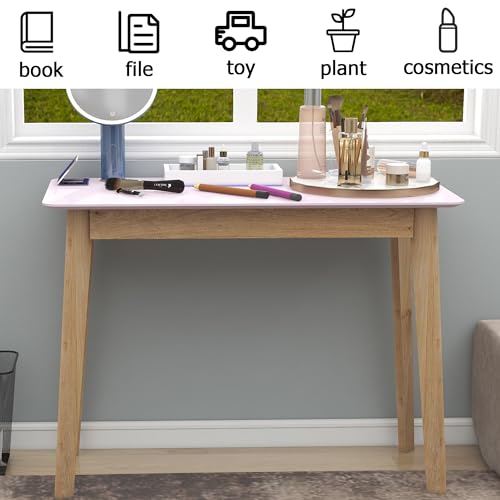 Pink Vanity Desk with Rubber Wood Legs 39 Inch k7m