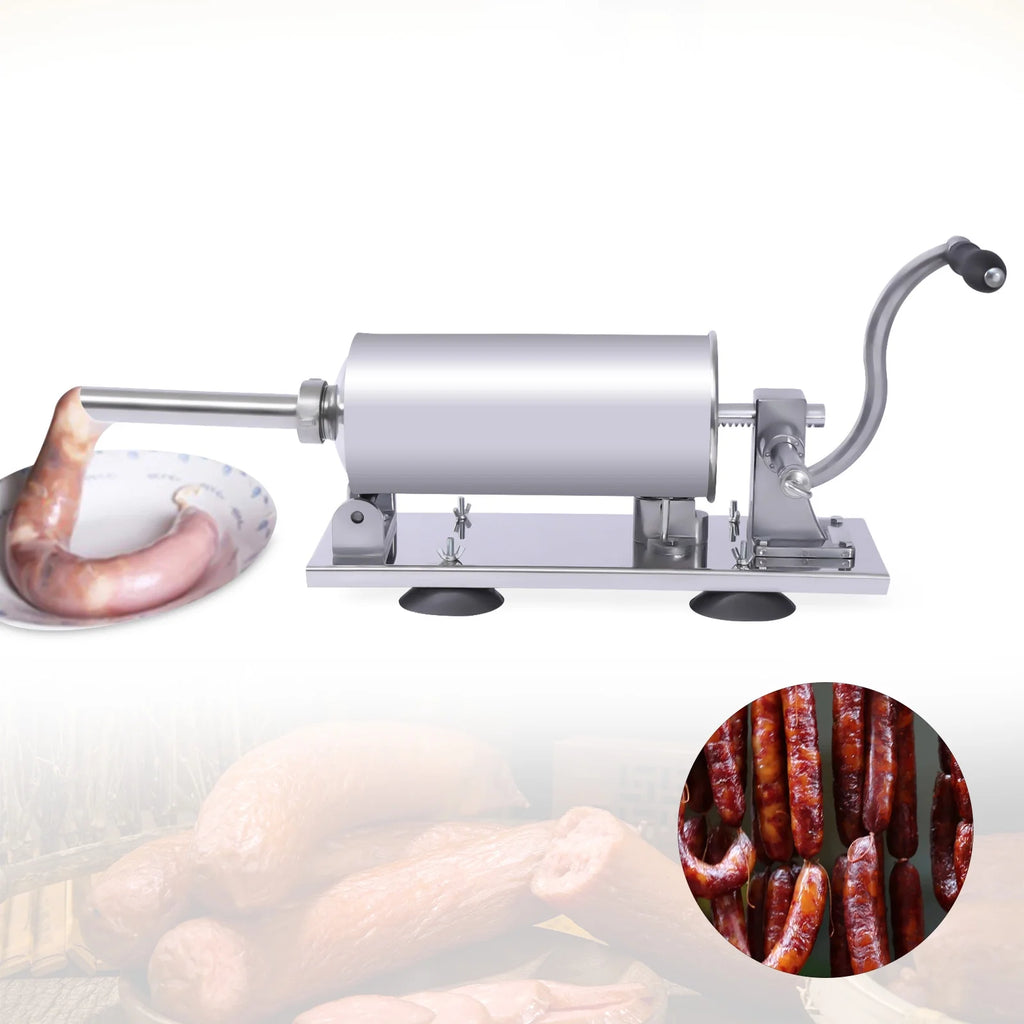Sausage Stuffer Manual Stainless Steel Horizontal 4L Meat Filler k7