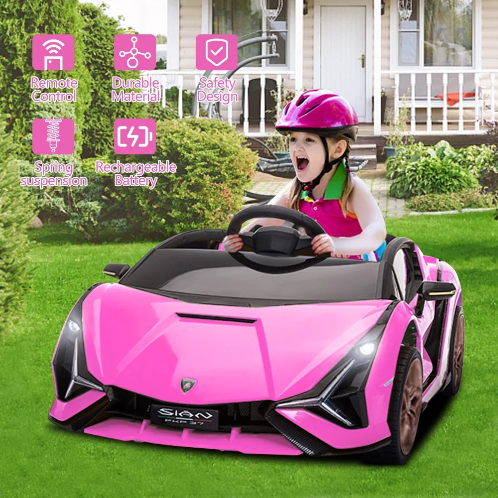 Ride on Sports Car with Remote Control, 12V Electric Car for Kids, LED Headlights, Pink k7