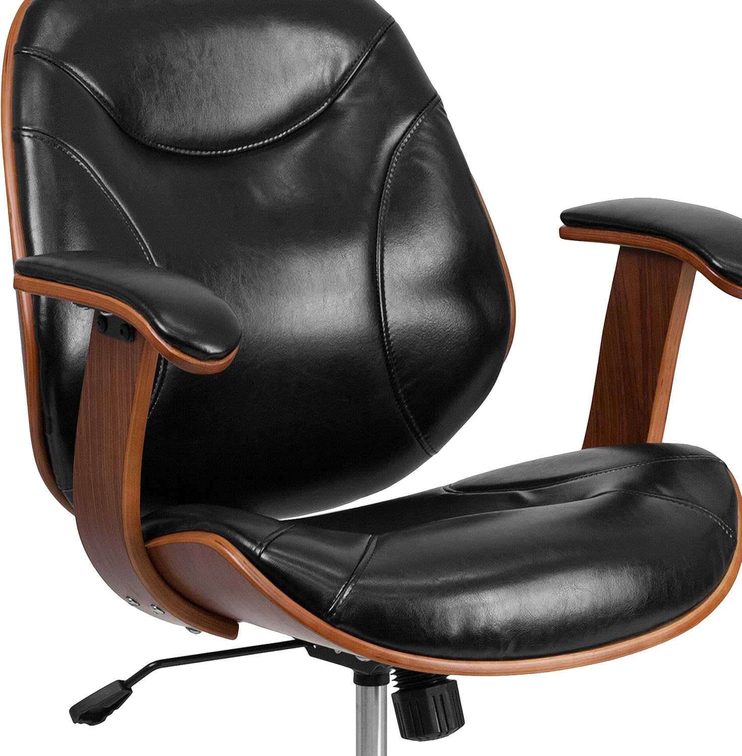 Office Chair Ergonomic Swivel Black LeatherSoft A7k