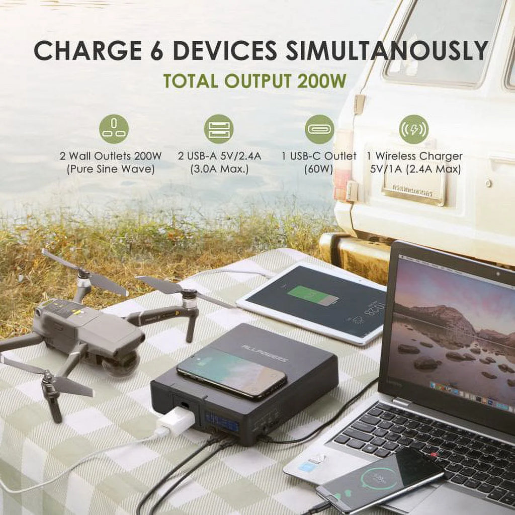 Solar Generator Kit 200W 154Wh Portable Power Station with 100W Foldable Solar Panel a7