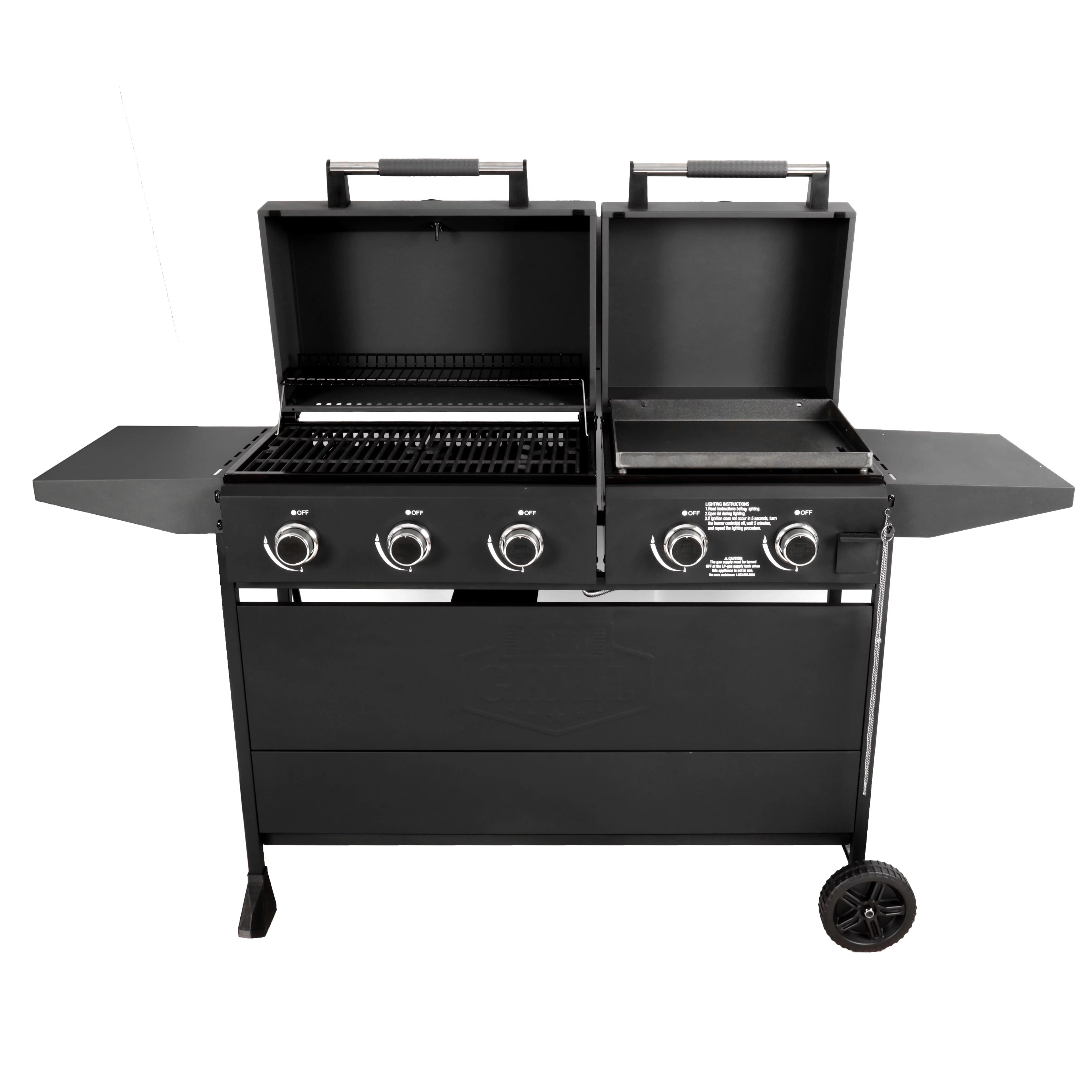 5 Burner Combo Gas Grill and Griddle Black k7p