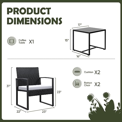 Wicker Patio Conversation Set with Cushion and Coffee Table a7