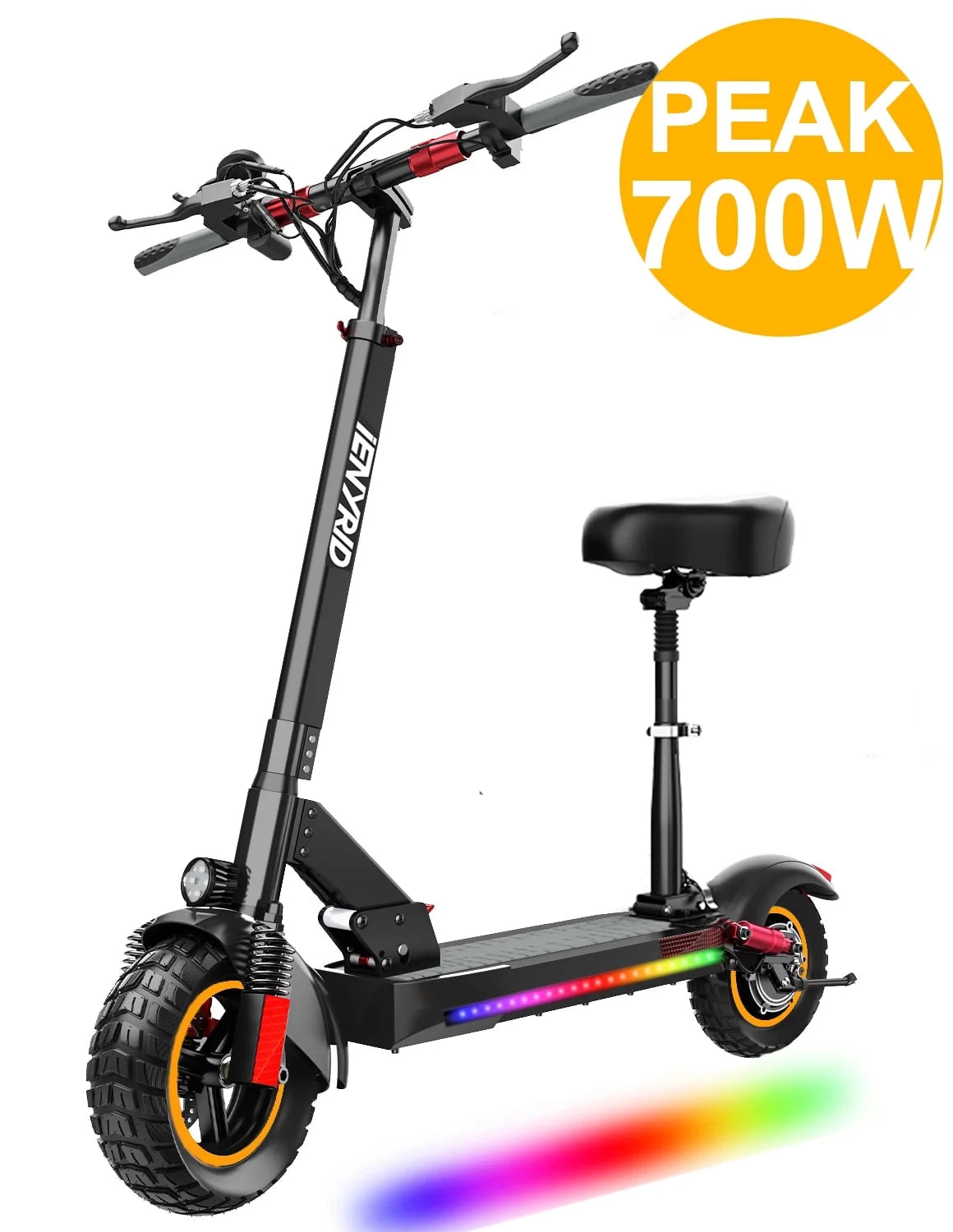 Electric Scooter 28 mph & 25 Miles 700W Kick Scooter, 10" Tires Folding E Scooter Triple Suspension with Seat, Gift for Adult Teens Kids Commuter