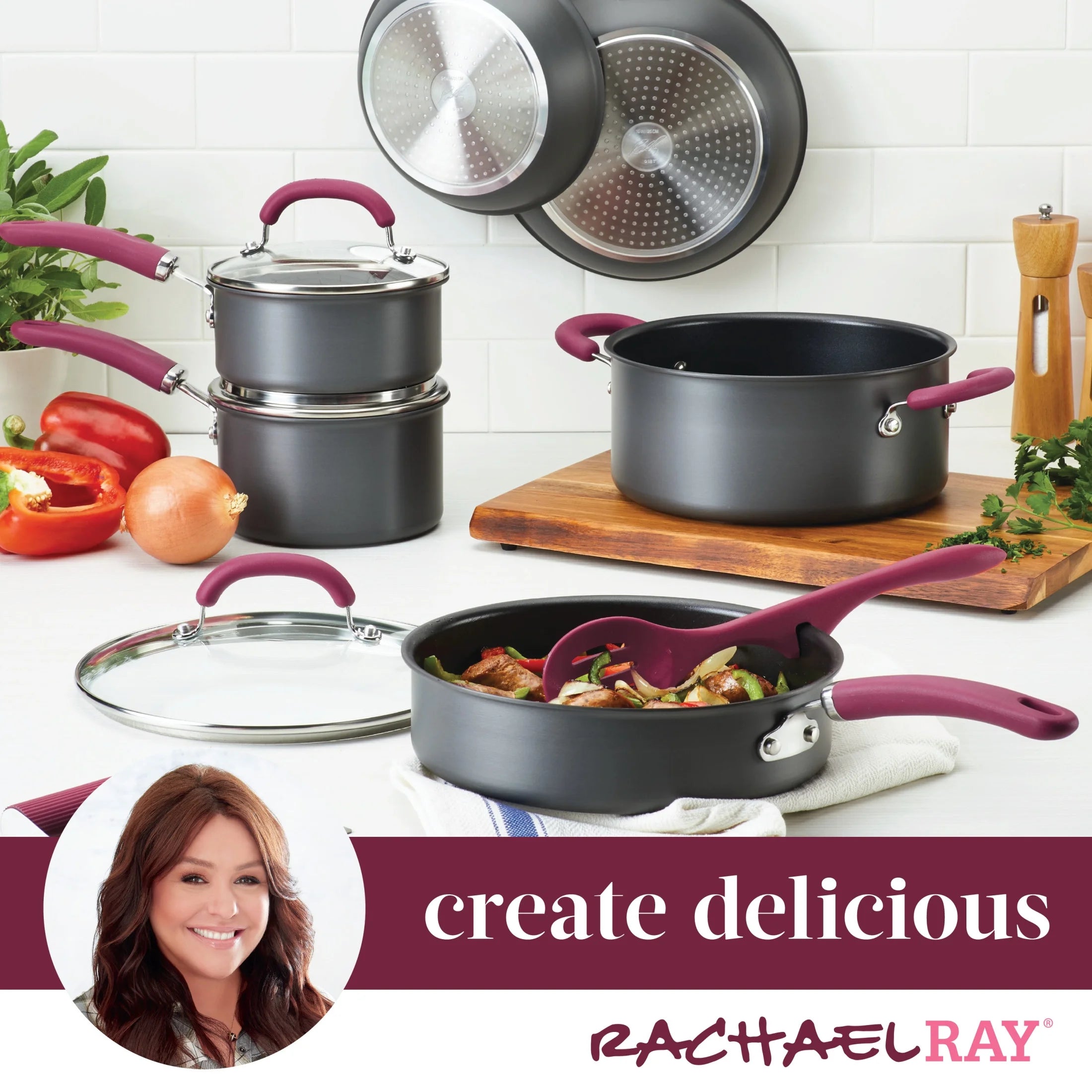 Nonstick Pots and Pans Set 11 Piece Burgundy a7