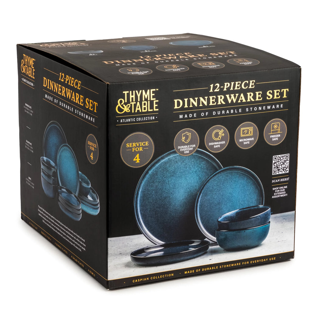 Stoneware Dinnerware Set 12-Piece Atlantic Blue k7