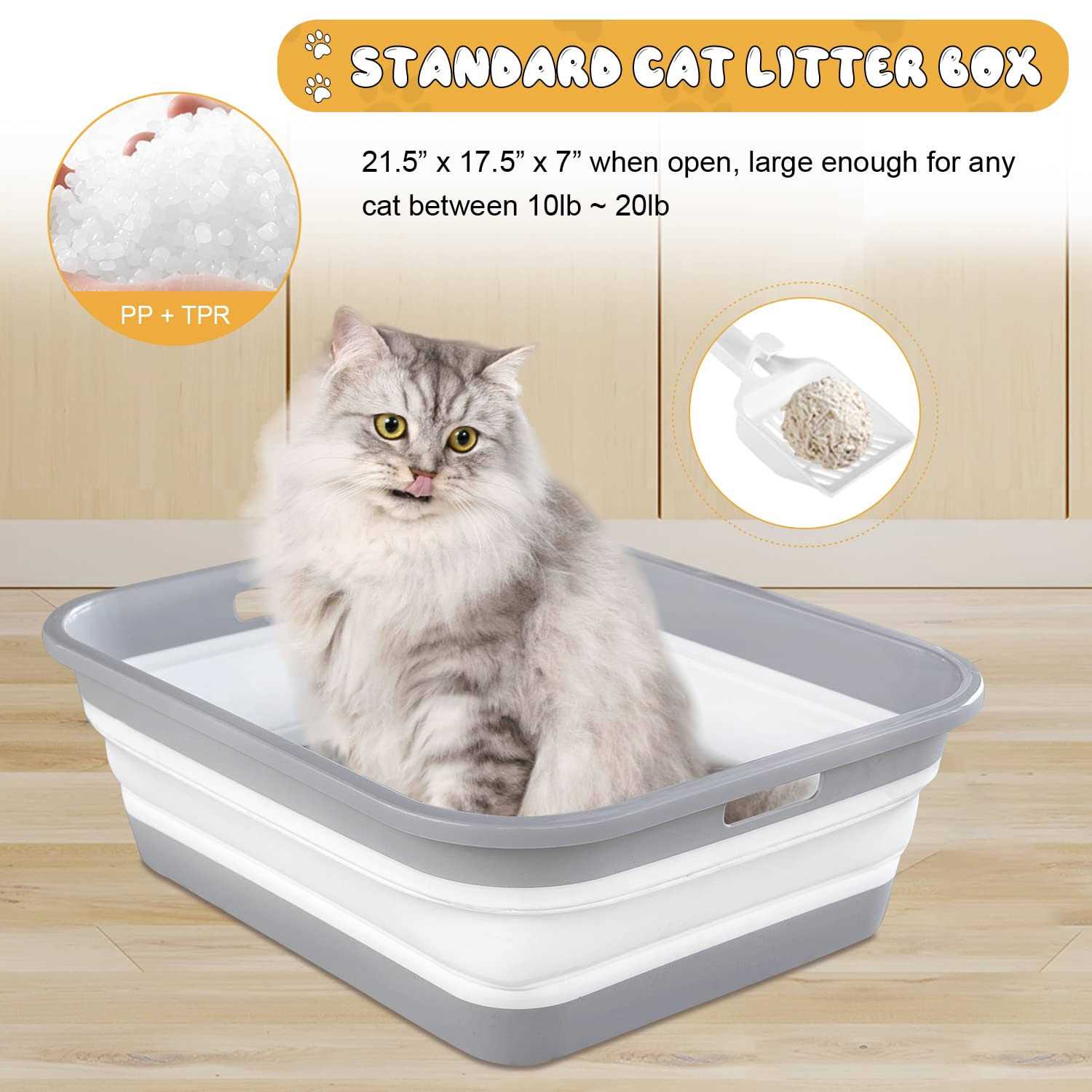 Cat Litter Box Low Entry for Senior Disabled Cats k7