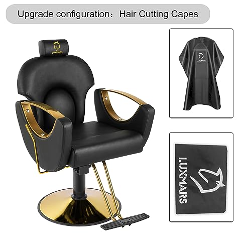 Reclining Barber Salon Chair Height Adjustable Hydraulic Pink k7m