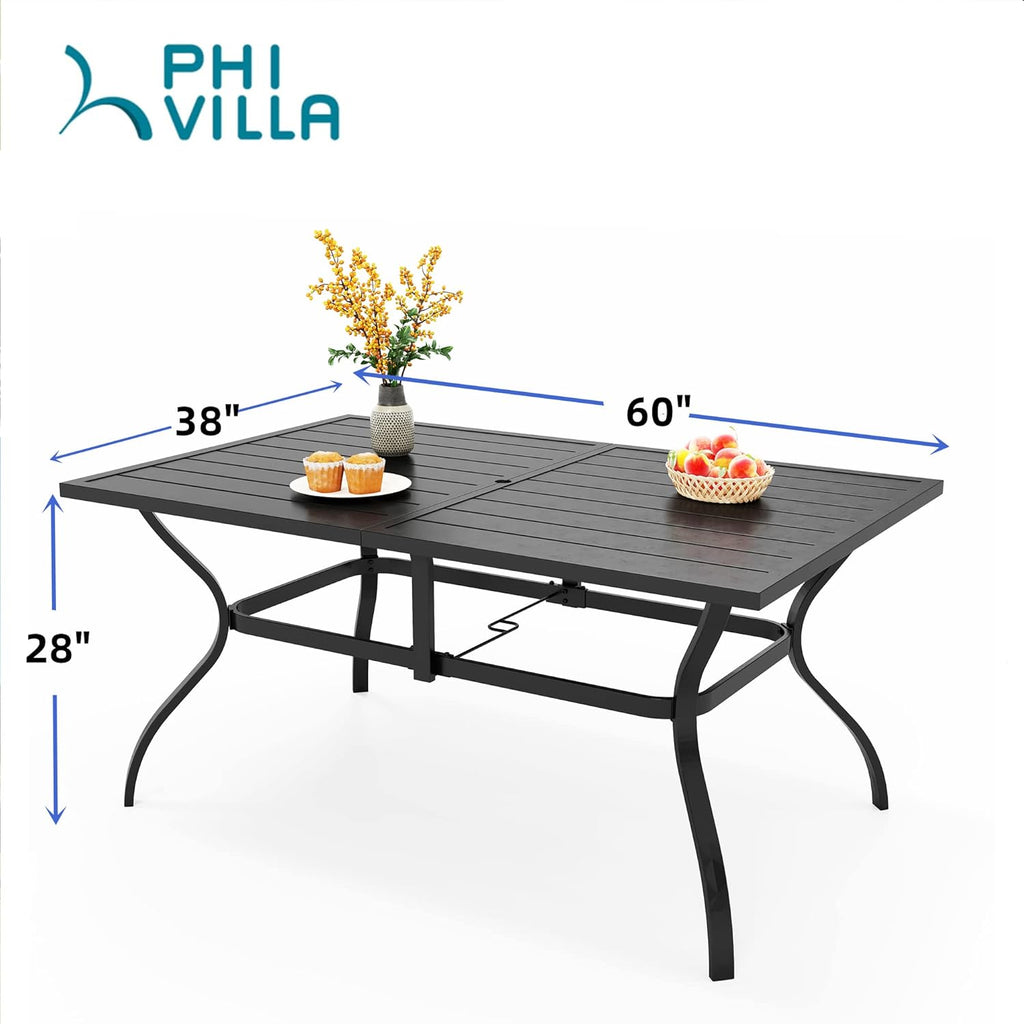 Outdoor Patio Dining Table for 6 Weather-Resistant Rectangular Black k7