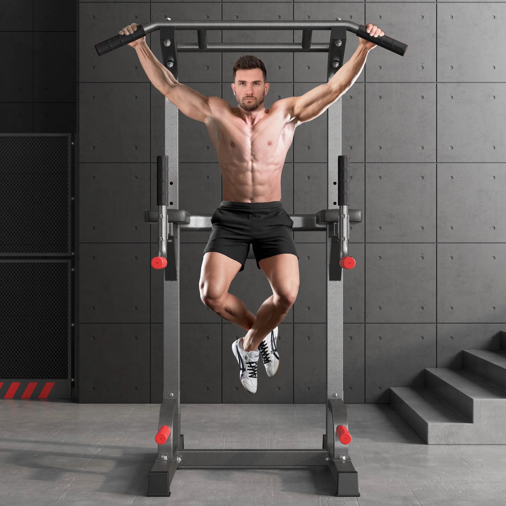 Power Tower Dip Station Pull Up Bar Stand Adjustable Height Home Gym k7x
