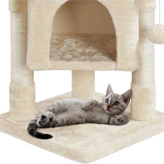 Plush Cat Tree with Condo 2-Level q7