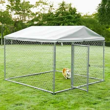 Vivijason Outdoor Large Dog Kennel Heavy Duty Fence Dog Cage with Galvanized Chain Link, Outside Pen Playpen Dog Run House with UV &amp; Waterproof Cover - Pet Supplies online store