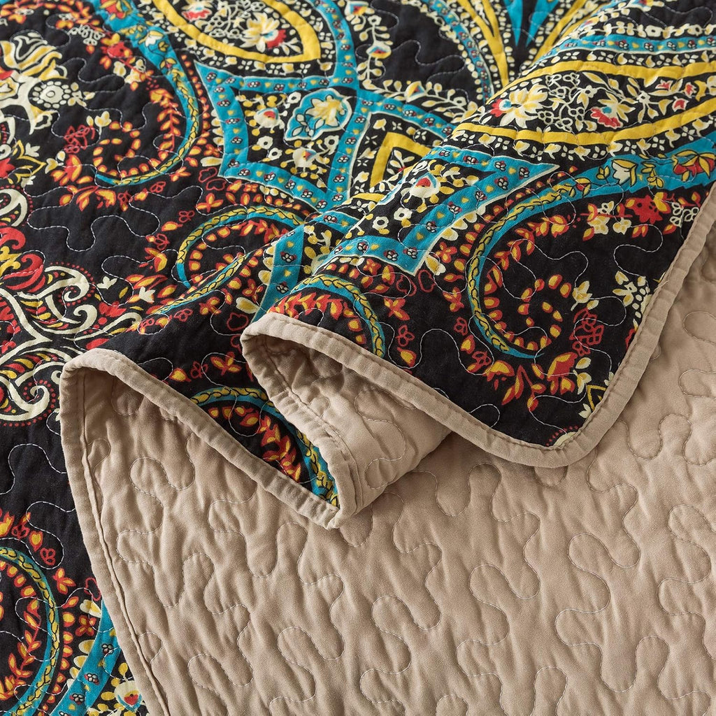 Cotton Bedspread Quilt Set Reversible Patchwork Coverlet a7