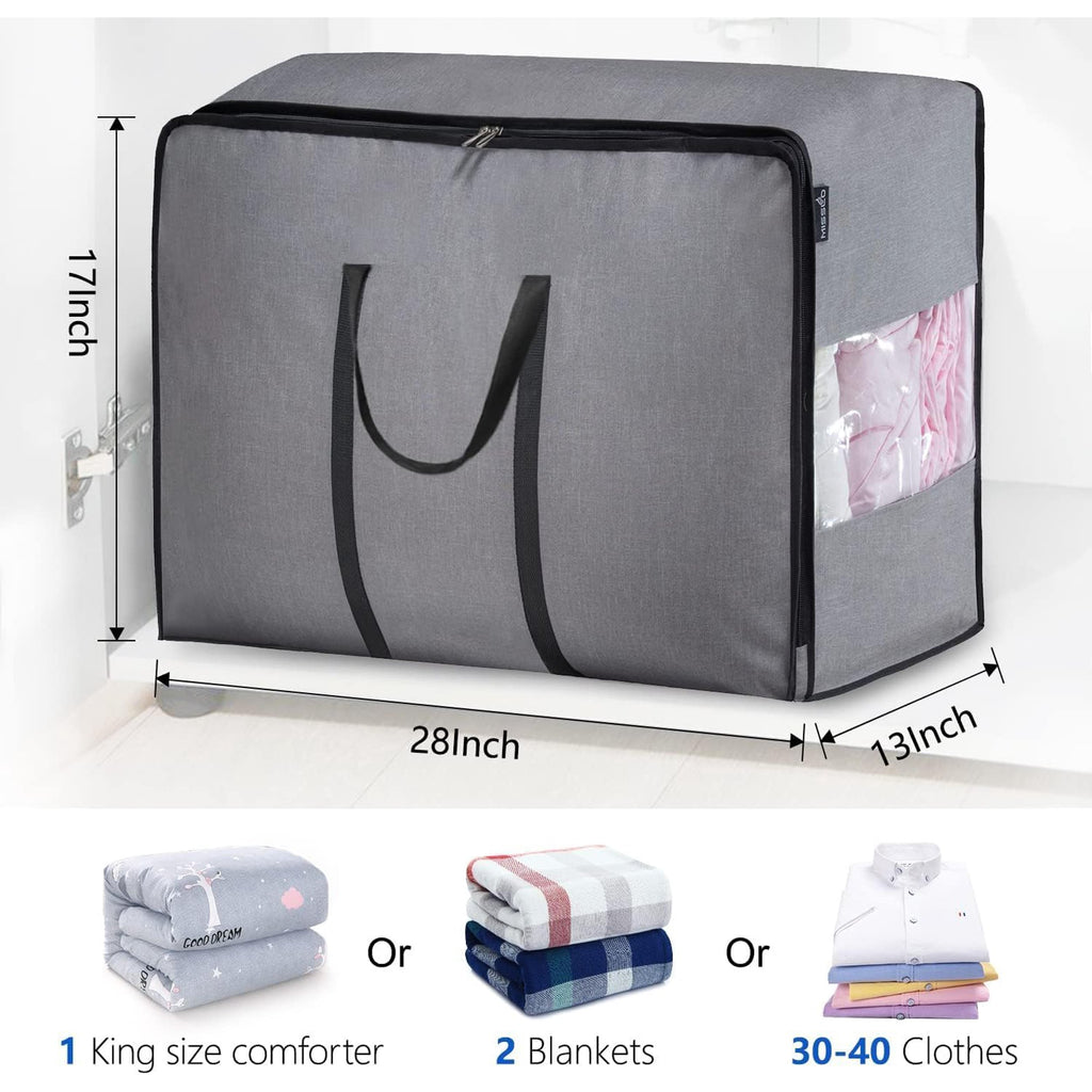 Thick Oversize Storage Bag Folding Organizer Under Bed Carrying Grey k7