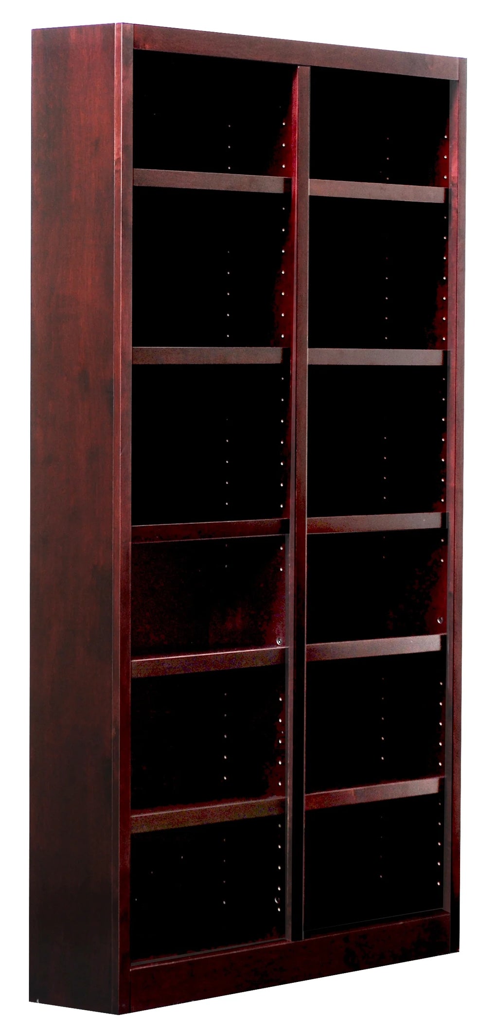 12 Shelf Double Wide Wood Bookcase 84 Inch Cherry Finish k7