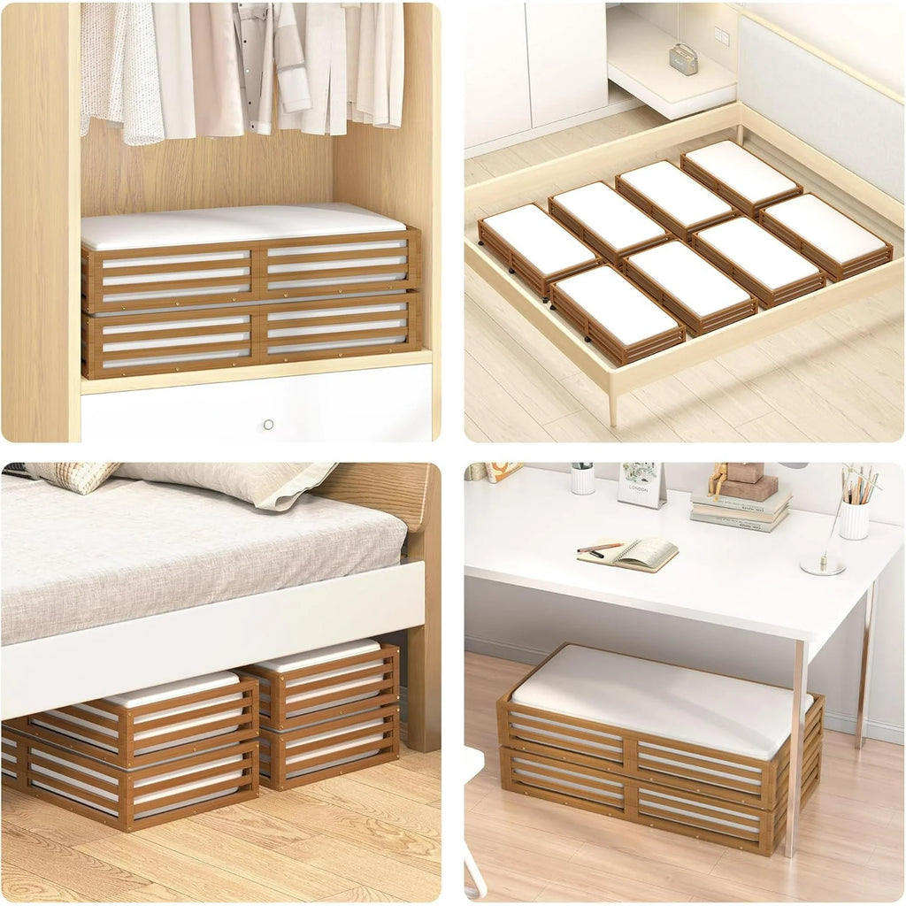 Bamboo Under Bed Storage Containers with Wheels and Dust Bag 2 Pack a7