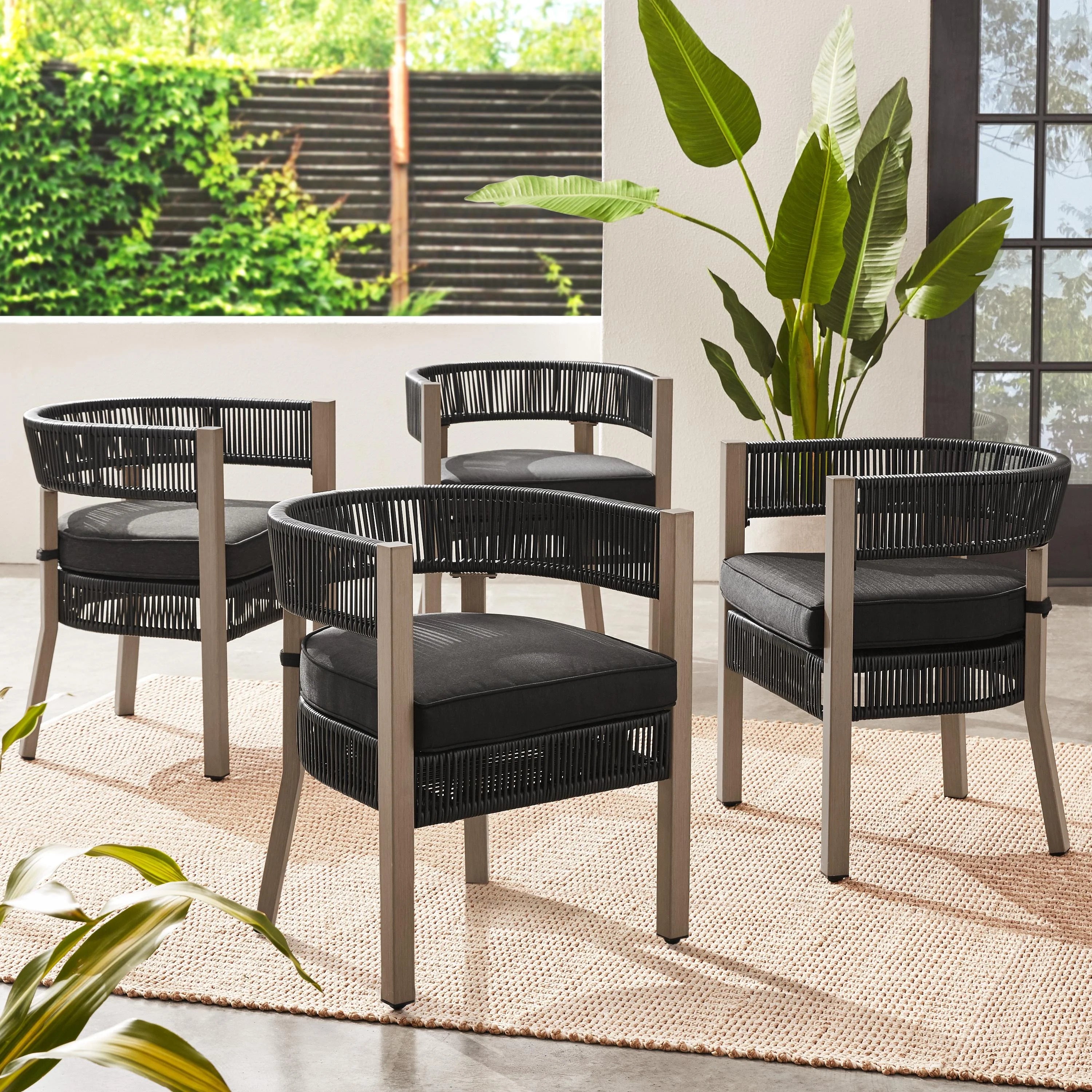 Wicker Outdoor Dining Set 5-Piece Black a7