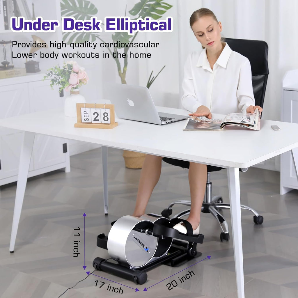 Under Desk Elliptical Pedal Exerciser with Remote and App Control, LCD Display a7