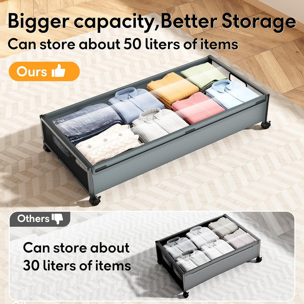 Under Bed Storage Containers with Wheels 2 Pack Cyan-gray a7