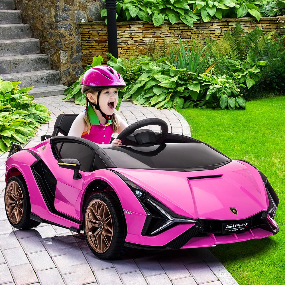 Ride on Sports Car with Remote Control, 12V Electric Car for Kids, LED Headlights, Pink k7
