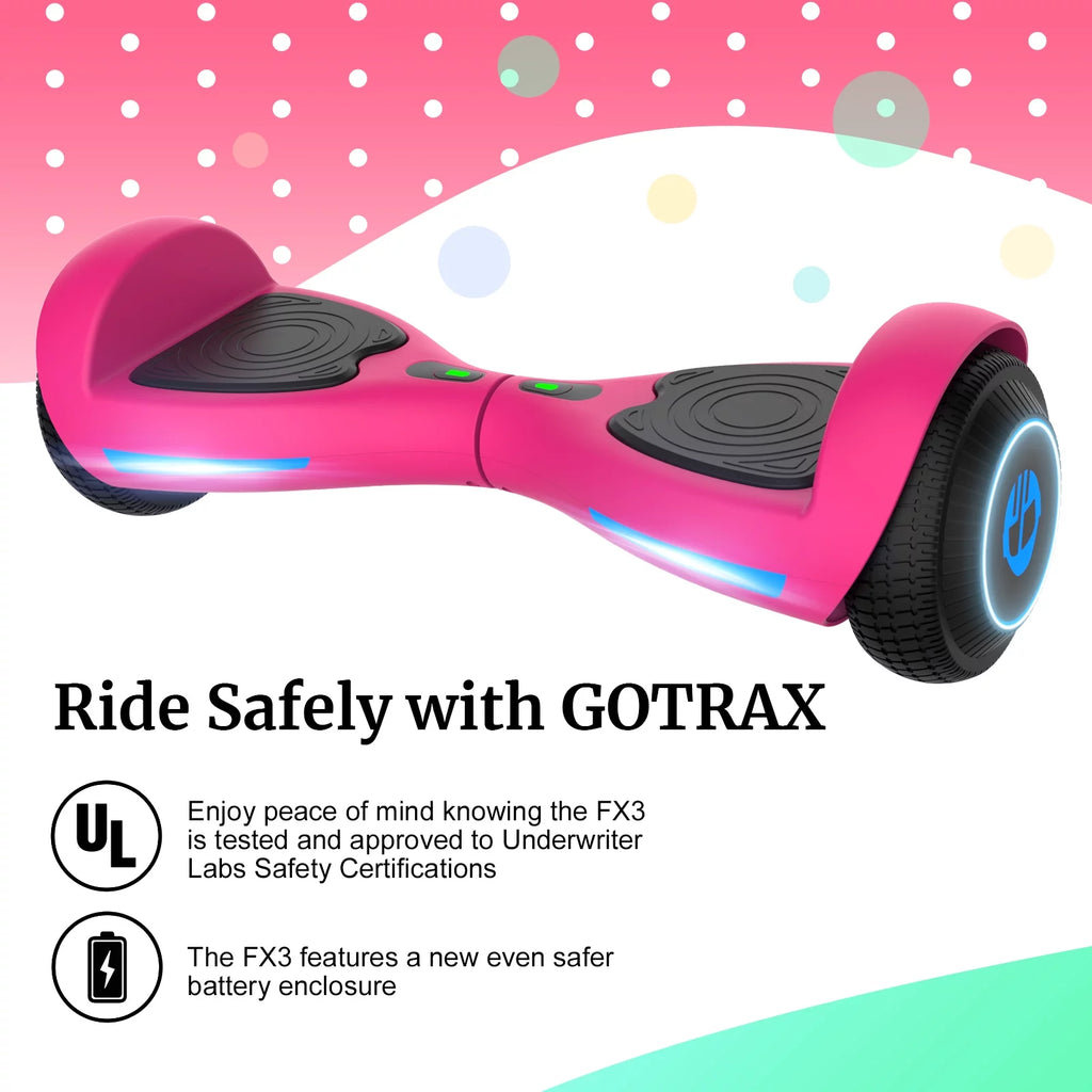 Hoverboard for Kids Adults 200W LED Wheels 6.2mph Pink k7