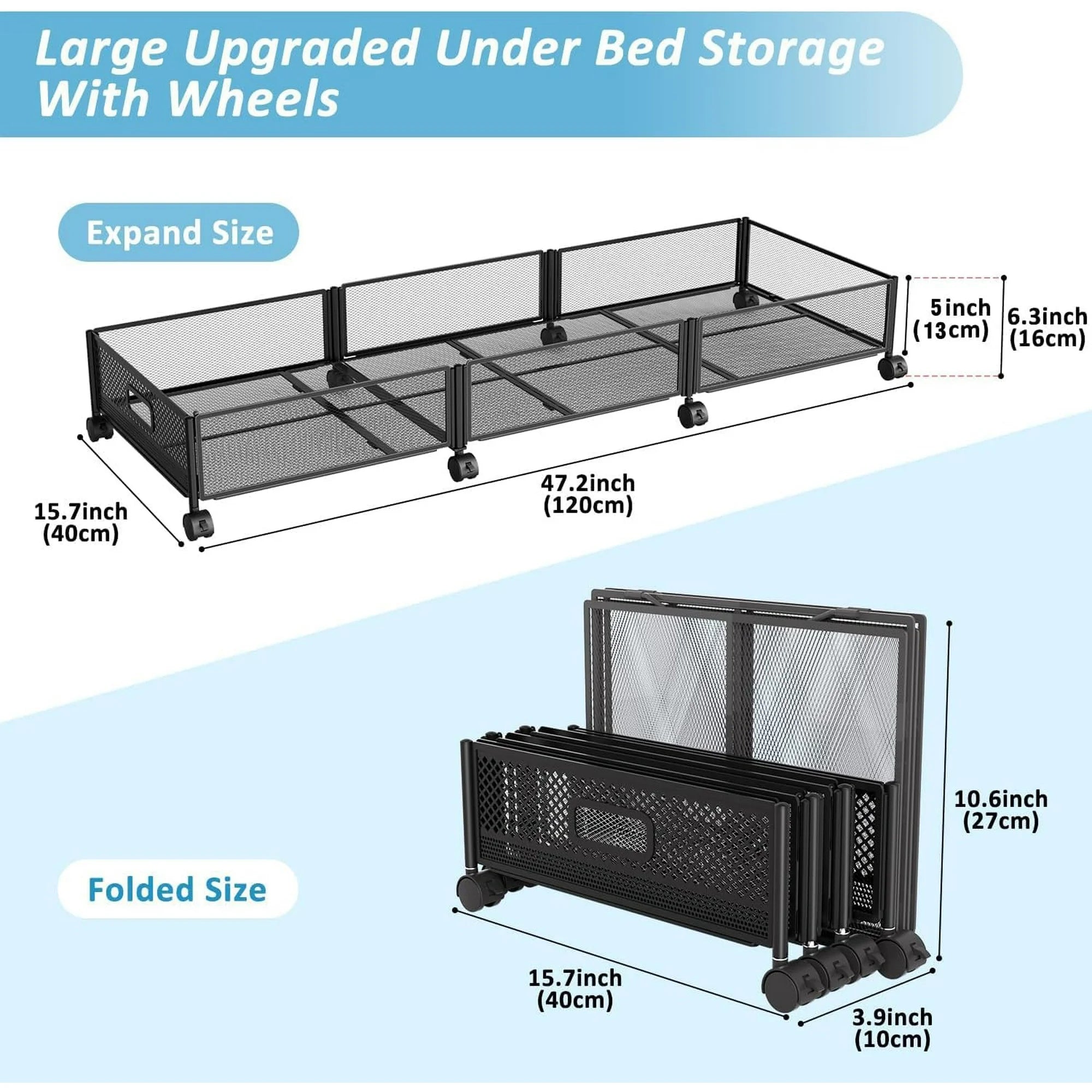 Under Bed Storage on Wheels with Large Capacity Foldable Drawers k7p