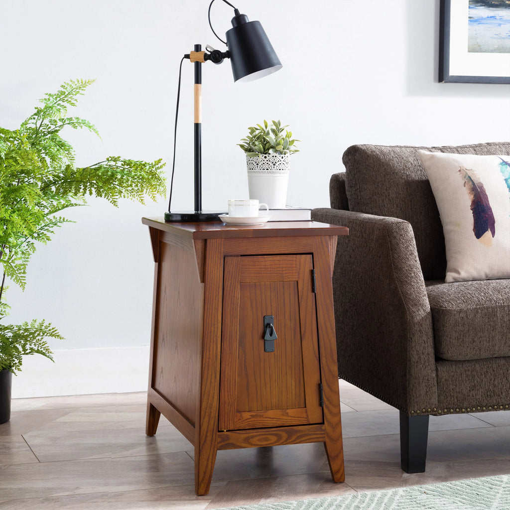 Solid Wood End Table with Storage Shelf for Living Room Bedroom Printer Stand k7m
