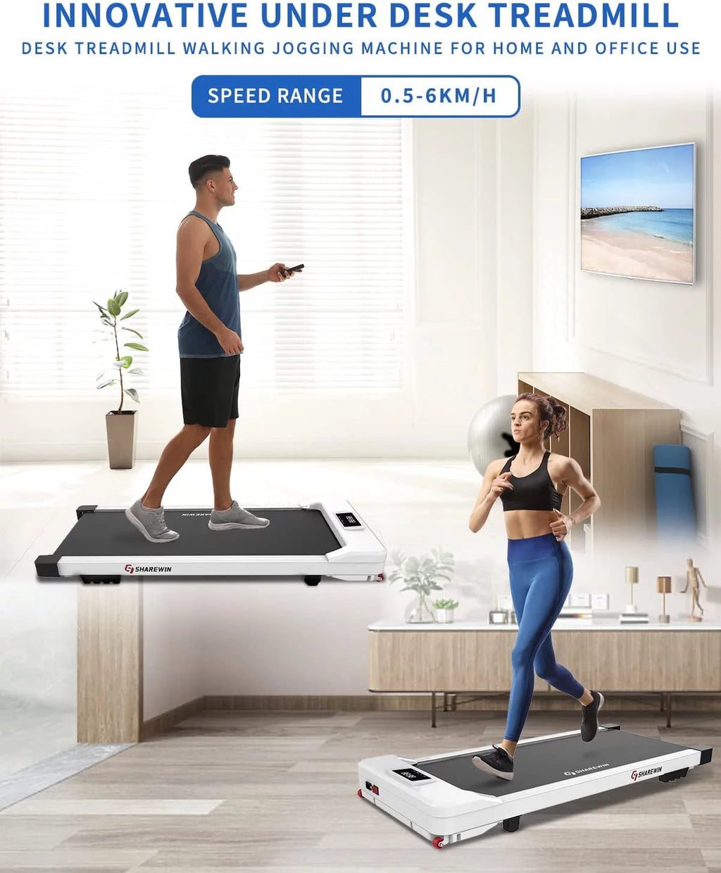 Walking Pad Treadmill with Remote Control and LED Display a7