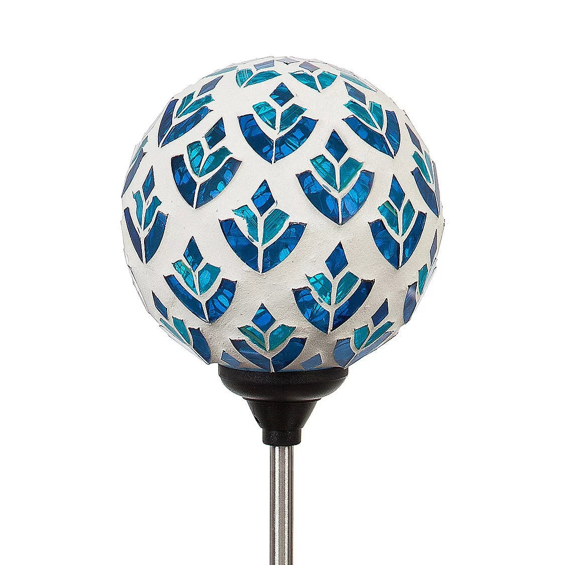 Solar Mosaic Globe Garden Stakes Peacork Blue k7